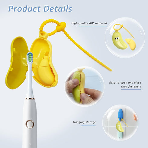 YQSLBULKY 2 Pack 2-in-1 Banana-Shaped Toothbrush Protector Cover (Green & Yellow), with Toothpaste Dispenser, Clip on