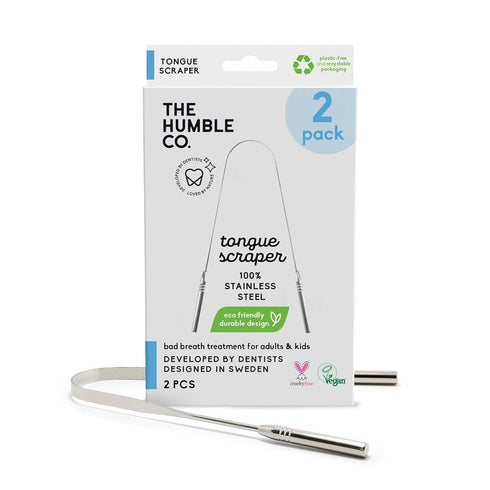 The Humble Co. Tongue Scraper, 100% Stainless Steel for Superior Oral Care, BPA Free (2pk)
