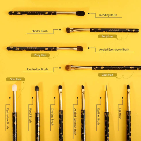 Docolor 10Pcs Skull Printed Eye Makeup Brushes Set - Blending, Concealer, Eyebrow, and Eye Liner Brushes