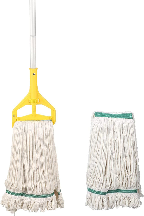 OFO Heavy Duty Loop-End String Mop with Extra Replacement Head, 59 Inch Handle for Industrial Floor Cleaning