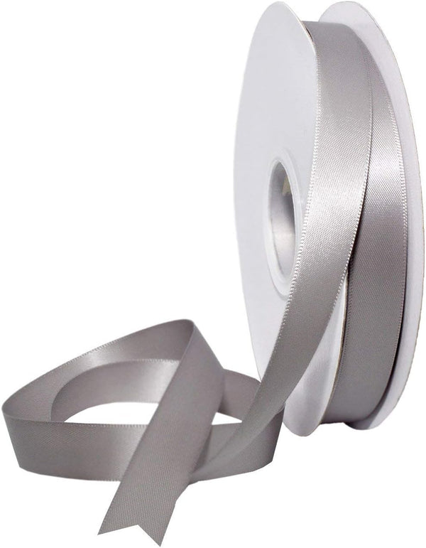 Morex Double Face Satin Ribbon - 3/8" X 50 YD Silver Ribbon for Gift Wrapping, Crafts, Wedding Gifts