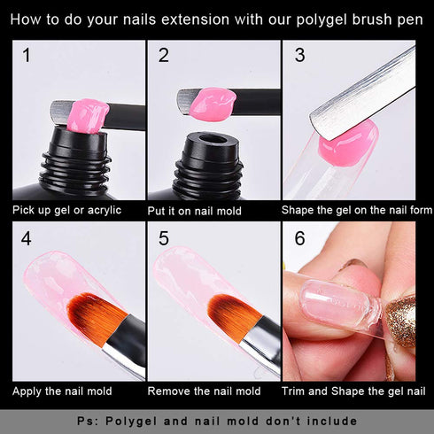 PolyGel Brush and Picker - Brush Tool for UV Poly Gel (Black)