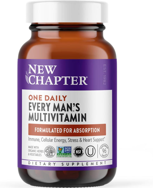 New Chapter Men's Multivitamin for Immune, Stress, Heart + Energy Support - Every Man's One Daily, Non-GMO, Gluten Free