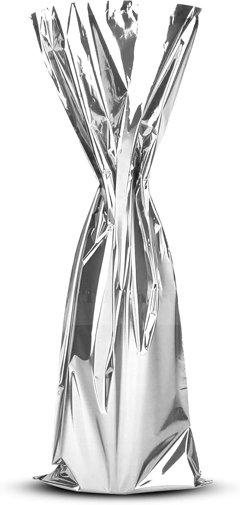 MT Products Silver Metallic Mylar Wine Gift Bags - Pack of 25, 6.5" x 18", Great for Wine Pull