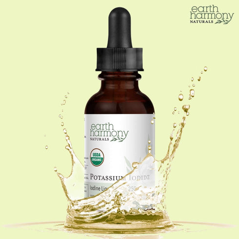 USDA Organic Potassium Iodide 250 mcg Liquid Supplement (6 Month Supply) - Supports Thyroid Gland, 1 Fl Oz