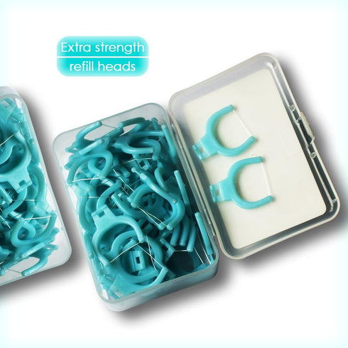 T.Smile NoFuss Dental Flosser Kit, 5-inch Long Handle & Refill Heads, Extra-Strength Floss for Comfortable Clean