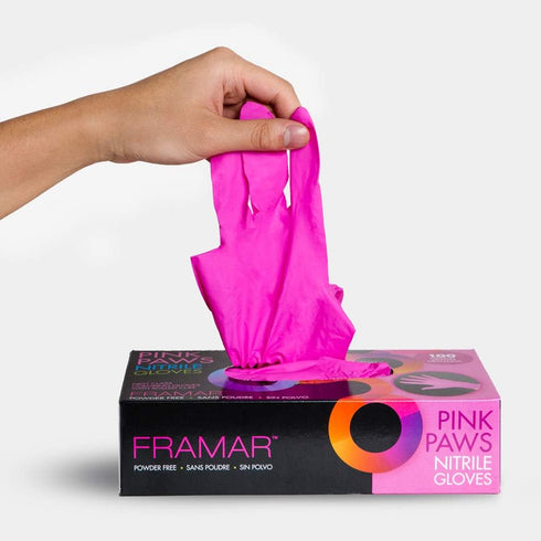 FRAMAR Pink Disposable Gloves, Latex Free Nitrile Gloves Small, 100 Pack for Esthetician Supplies