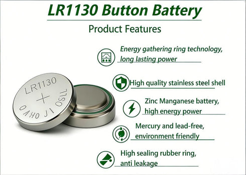 Soyasi LR1130 AG10 SG10 389 LR54 LR1131 SR1130 1.5V (30 Pack) Premium Alkaline Battery, Round Button Coin Cell