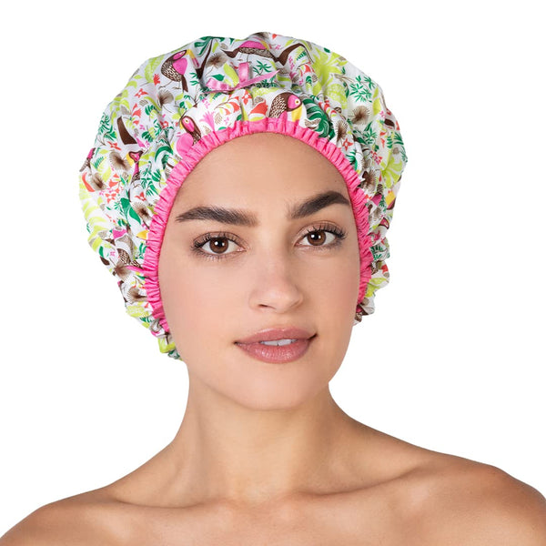 Reusable Shower Cap & Bath Cap, Oversized Waterproof Shower Caps for All Hair Lengths