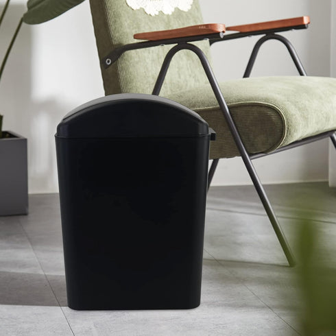 Plastic Trash Can with Swing Lid | 4.2 Gallon | Black | 1 Pack