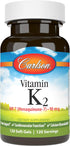 Carlson Vitamin K2 MK-7 (Menaquinone) - 90 mcg, Bone Support, 120 Softgels