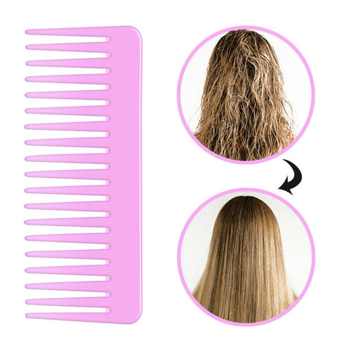Wide Tooth Detangling Comb for Long, Curly, Wet Hair - No Handle Styling Comb (2 Pieces - Rose Red, Cyan)