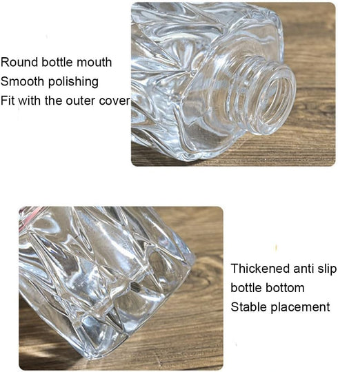 VANTOBEST 2PCS 50ml/1.7oz Set Glass Diffuser Bottle with Gold Cap, Prismatic Design, Essential Oil Container, Home
