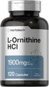 Horbaeach L Ornithine HCl - 1900mg - 120 Capsules Non-GMO & Gluten Free Supplement