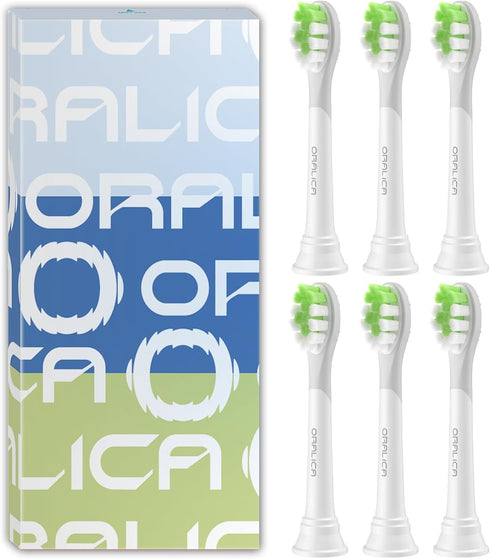 Compatible Philips Sonicare W DiamondClean Replacement Toothbrush Heads, 6 Pack, Whitening, Medium Bristles, Tongue