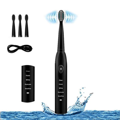 RED-NI Sonic Electric Toothbrush, USB Fast Charging Waterproof Toothbrush with 4 Free Replacement Heads