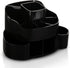 Masirs Small Rotating Makeup Organizer, Mini Cosmetic Storage Solution with Multiple Compartments, Square - Black