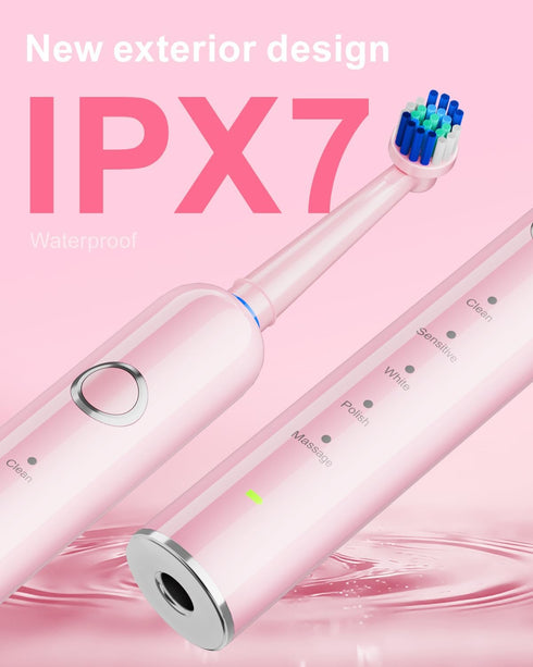 MCUDKIK 8 (2 5 2-Minute Rotating Electric Toothbrush for Adults, Brush Heads Types) & Travel Case, Cleaning Modes