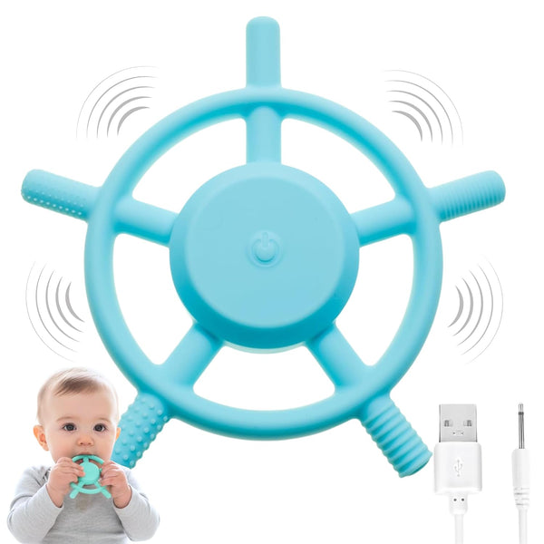 TalkTools Rechargeable Sensory Teether Soft Food-Grade Silicone, Gentle Pulsing, Multiple Intensity Levels,