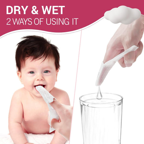 60 Count Disposable Finger Covers for Baby Oral Cleaning, 0-36 Months Infant Tongue Cleaner