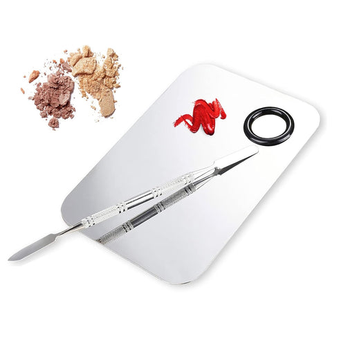 Makeup Mixing Palette, Upgraded Stainless Steel Metal Mixing Tray with Spatula for Foundation and Nail-Art