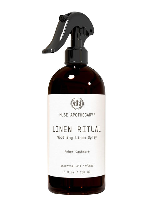 Muse Apothecary Linen Ritual, Aromatic Soothing Linen Mist, Laundry & Fabric Spray with Essential Oils - 8 oz, Amber