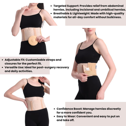 Hernia Belts for Men & Women, Abdominal Binder for Recovery, Secure Fit Hernia Belt for Women, Comfort Belly Belt,