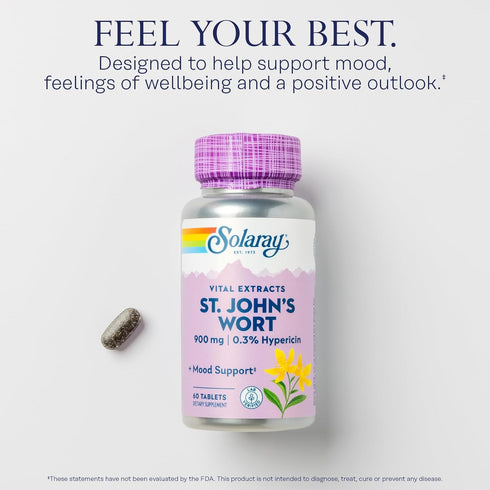 SOLARAY St. Johns Wort Aerial Extract, One Daily 900mg, 60 Tablets