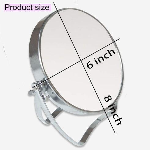 WMugthome Two-Sided Portable Round Makeup/Travel/Desk Mirror with Handle, 4-In/6-in, 1X and 3X Magnification (Silver,