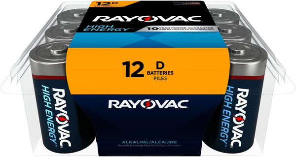 Rayovac D Batteries, Alkaline D Cell Batteries (12 Count)