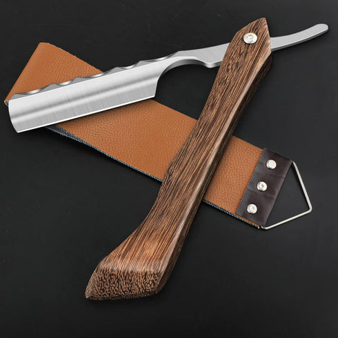Professional Straight Razor with Strope - Premium Stainless Steel Shaver for Men Home & Salon Grooming