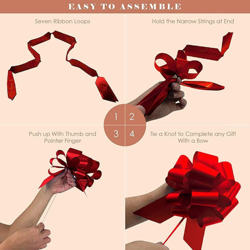 Set 24, 4'' 6'', UNIQOOO Assorted Gift Wrap Pull Bow of Medium Large Bulk for Gift Wrapping Basket Box Bag Dcor