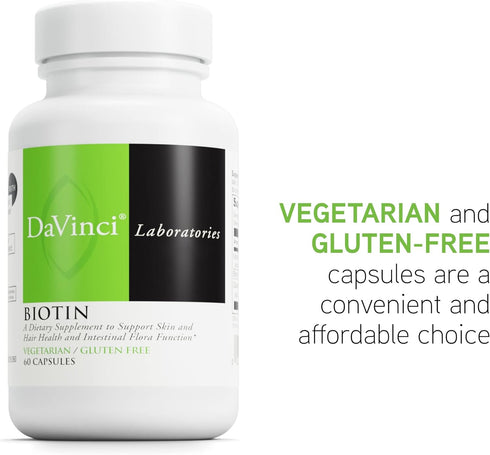 DAVINCI Labs Biotin Dietary Supplement, Supports Skin & Hair Health, 60 Capsules, Vegetarian, Gluten-Free