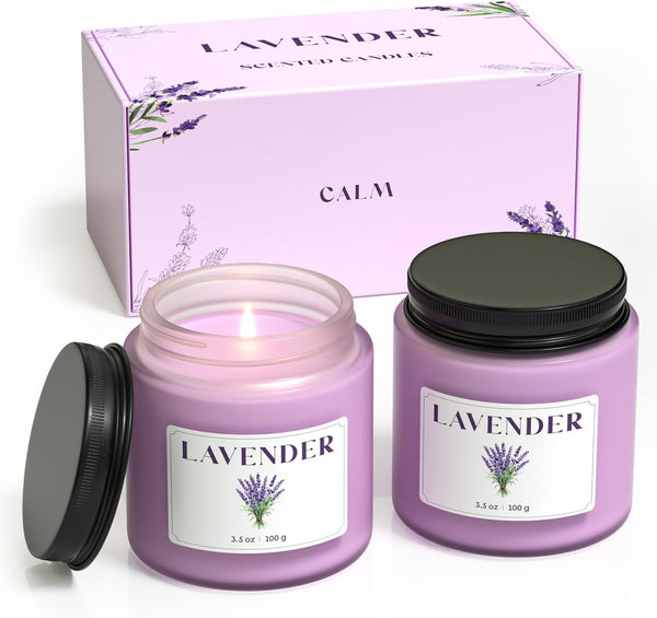 NORVENCE Lavender Candle, Scented Candles Gift Set, Stress Relief Candles for Home,
