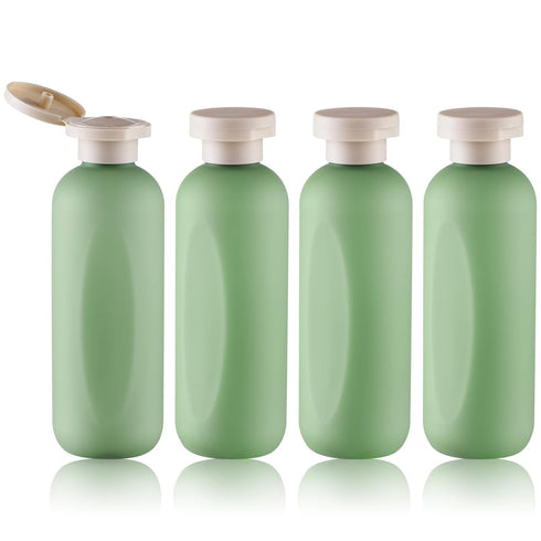 6.7oz Travel Shampoo Bottle, Empty Plastic Squeeze Bottles with Flip Cap, 4PCS Lotion Container, Green