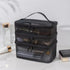 Tosnail Set of 3 Mesh Zipper Bags with Handle, Black Travel Toiletry Bag, Portable Organizer for Makeup & Skincare