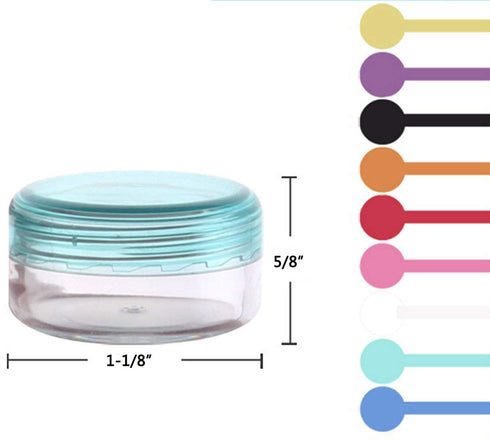 yueton 10 Empty Clear Body Multi Color Top Lid Plastic Sample Containers, 5 Gram Size Cosmetic Jars