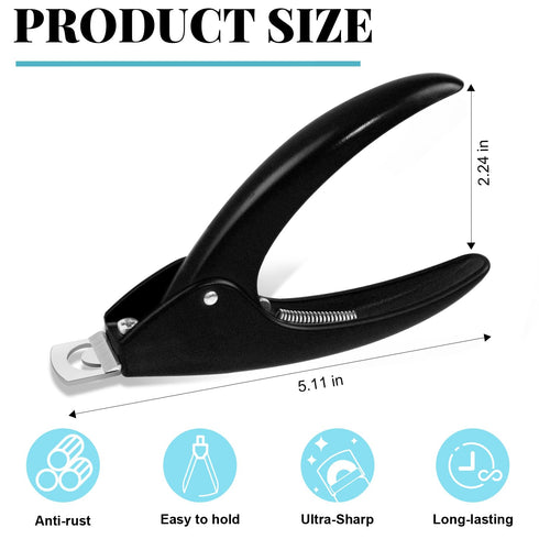 MORGLES Acrylic Nail Clipper with Magnets, Magnet Nail Cutters for Fake Tips with Length Measurement, Black