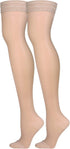 Truform Women's Thigh High Compression Stockings, 15-20 mmHg, 20 Denier, Large, Nude