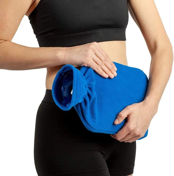 Carex Hot Water Bottle With Cover, Rubber - Heat and Cold Therapy for Pain Relief
