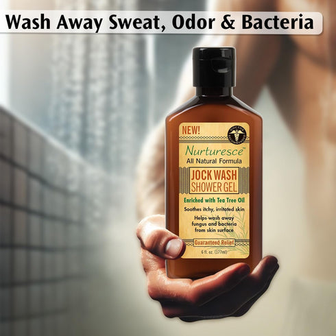 PediFix Nurturesce Jock Wash Shower Gel, 6 Fluid Ounce, Tea Tree Oil Enriched, Natural Body Wash