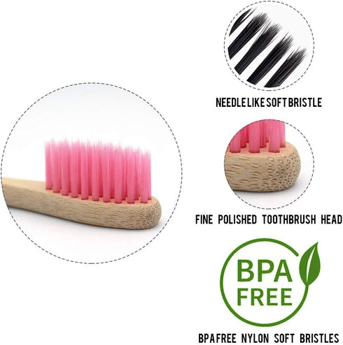 Virgin Forest 8 Pcs Bamboo Toothbrush, BPA-Free Soft Toothbrushes, Eco-Friendly Biodegradable Travel Set