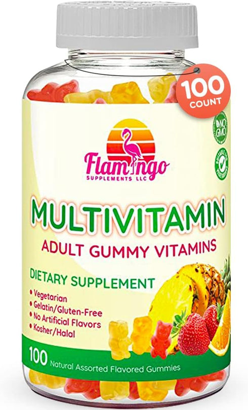 Multivitamin Gummies for Men, Women & Kids | Vegan, Kosher Halal, Gluten-Free | 100 Gummies with 3 Natural Flavors
