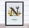 The Card Zoo Jungle Animals Initial N Baby Birth Details Nursery Christening Gift Print