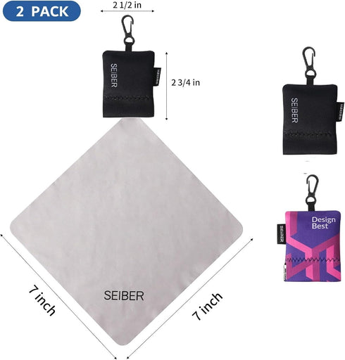 SEIBER Cloth,7 7 inch Bottom(2PCS,BKPurple) Eyeglass Cleaning Microfiber x Glasses Cloth for Sunglasses,Laptops