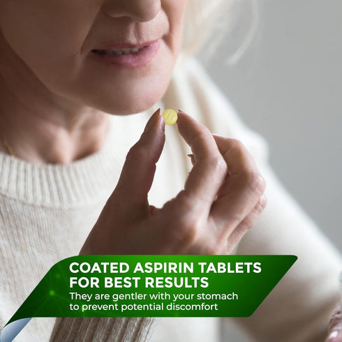 Pure Low Dose Baby Aspirin 81mg, 100 Count Enteric Coated Tablets for Adults, Safe Relief for Headache, Arthritis,