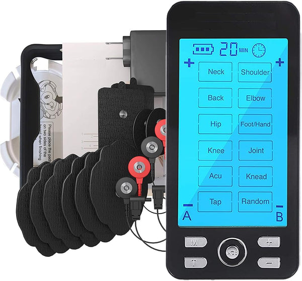 Tens Unit Machine Pulse Massager for Pain Relief, Rechargeable Muscle Stimulator Device with 24 Massage Modes, 10 Pads