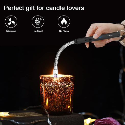 ARECTECH Candle Electric Lighter, Rechargeable USB Arc Windproof Plasma for Cooking BBQs Birthday Gift