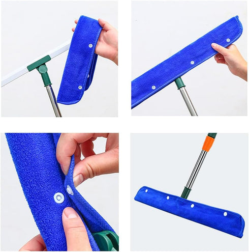 NentMent 2 Pack Floor Squeegee Broom Cover Wrap Mop Sweeping Cloth Baseboard Cleaner Tool Adapter Converter