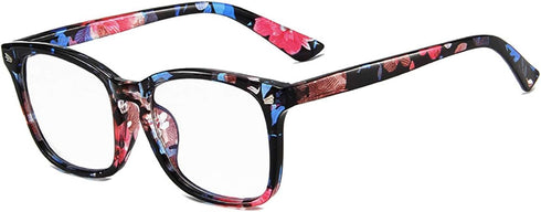 MAXJULI Blue Light Blocking Glasses for Computer, Reading, Gaming, TV, Phones - Women Men (Flower Black)
